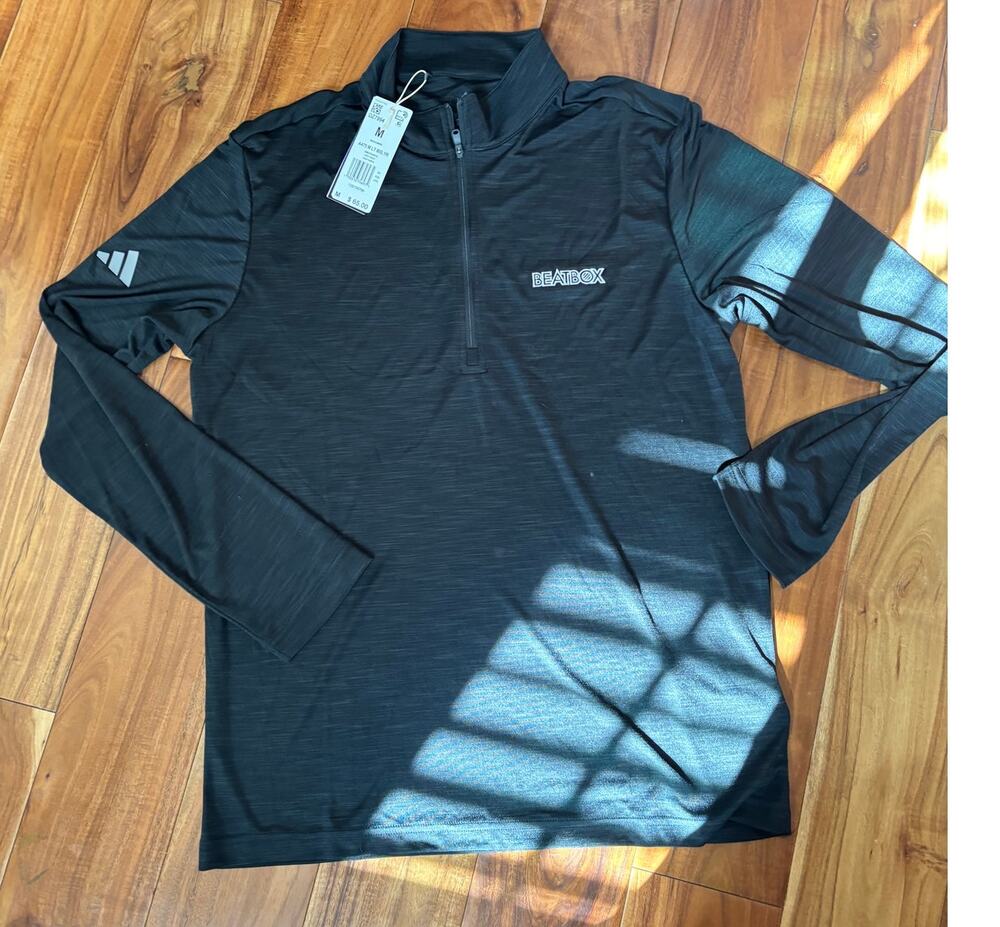 Adidas Quarter Zip - Black Heather - Unisex Medium - NWT - BeatBox Branded